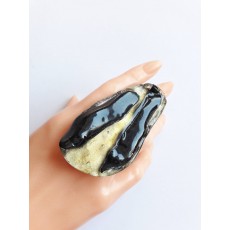 Black Clear Ring, Brutalist Black Ring,